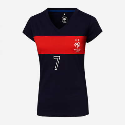 T-shirt manches courtes femme Stripe Griezmann FFF BLEU-FFF en solde